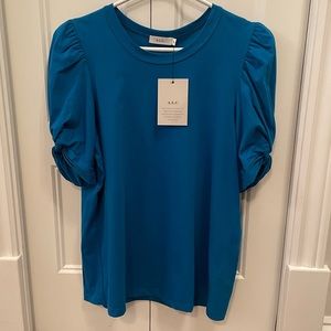 A.L.C. puff sleeve Kati tee, bright blue, size M NWT